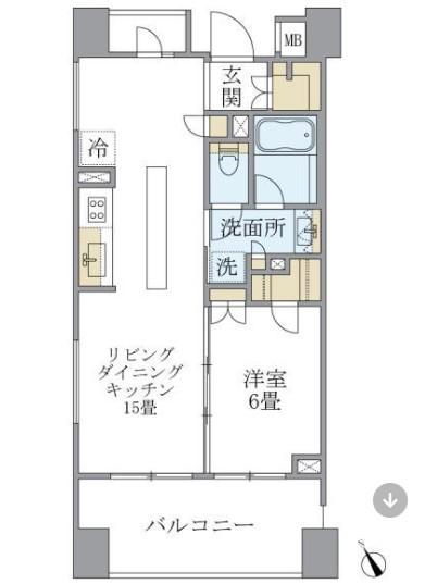 アパートメンツ三田(1LDK/4階)の間取り写真