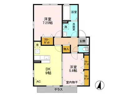 HUIT A(2DK/1階)の間取り写真