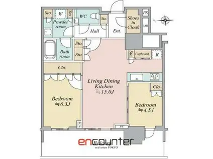 晴海フラッグSUN T棟(2LDK/27階)の間取り写真
