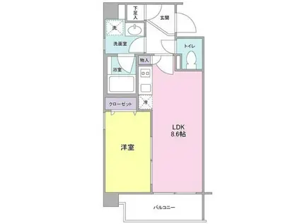 グランドソレイユ中延(1LDK/5階)の間取り写真