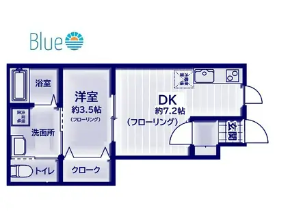 ユーオディアA棟(1DK/1階)の間取り写真