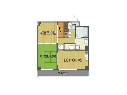 ピンリーブルII(2LDK/3階)の間取り写真