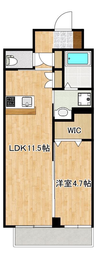 N888(1LDK/7階)の間取り写真