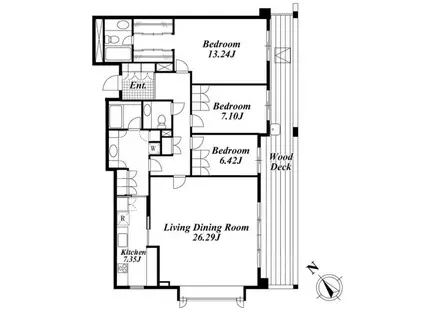 ガーデン東が丘W棟(3LDK/2階)の間取り写真