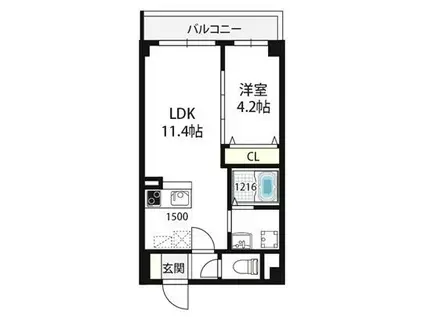 RETUMEKITA(1LDK/1階)の間取り写真
