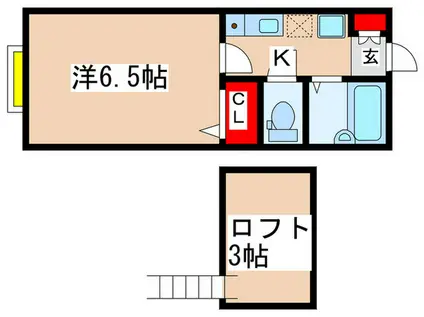 LAPIS AP 鶴川(1K/2階)の間取り写真
