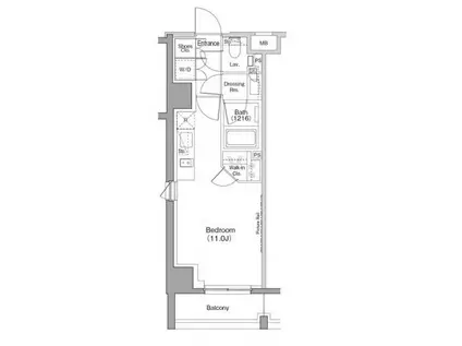 ザ・パークハビオ恵比寿プレイス(ワンルーム/7階)の間取り写真