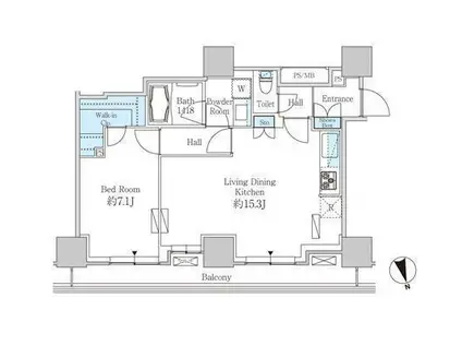 ベルファース芝浦タワー(1LDK/25階)の間取り写真