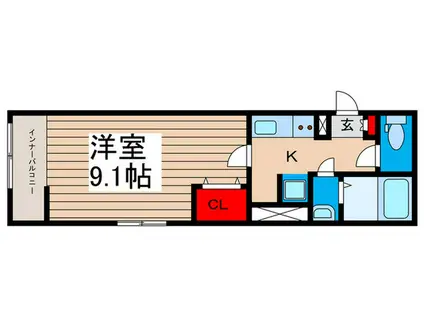IXO東保木間(1K/3階)の間取り写真
