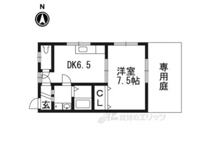 長束マンション(1DK/1階)の間取り写真
