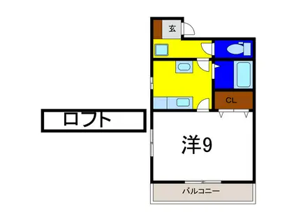 フレグランス藍住I(1DK/3階)の間取り写真