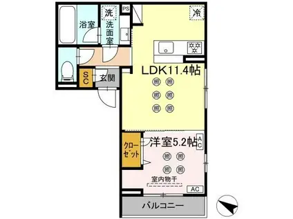 D-RESENA大橋 2(1LDK/3階)の間取り写真