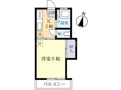 パールハイツ(1K/2階)の間取り写真