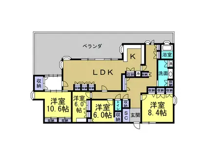 ブランドゥース(4LDK/7階)の間取り写真