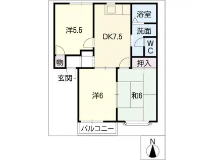 山の手ハウス(3DK/2階)の間取り写真