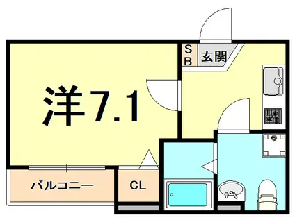 ヴィンテージヴィラ西宮(1K/2階)の間取り写真