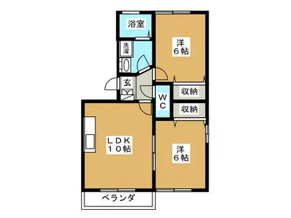 ヴィラエクセランB棟(2LDK/3階)の間取り写真