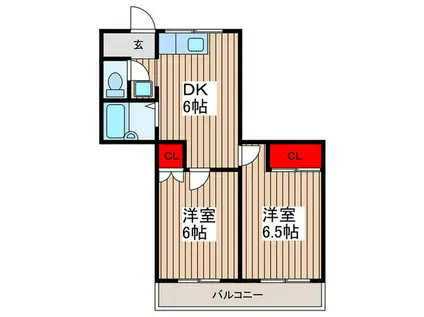 ウルルーズコートI(2DK/2階)の間取り写真