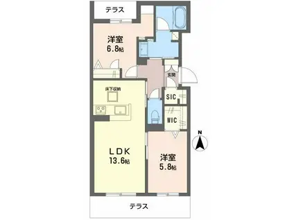 シャーメゾン大昌(2LDK/1階)の間取り写真