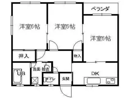 コーポ大木(3DK/1階)の間取り写真