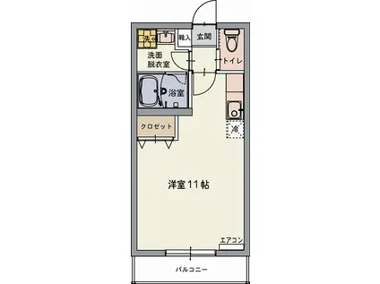 ラテラスI(ワンルーム/1階)の間取り写真