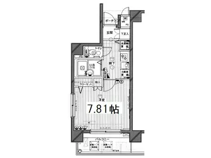 グランドガーラ用賀(1K/2階)の間取り写真