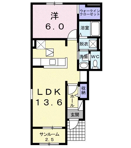 グリーンウッド 白山(1LDK/1階)の間取り写真