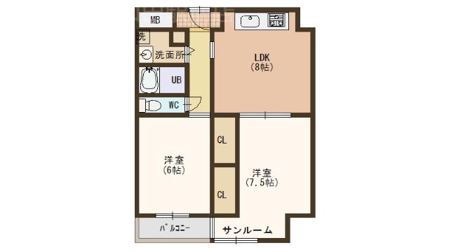 シティーライフ橋本(2LDK/4階)の間取り写真