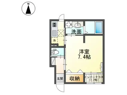 メルヴェールII(1K/1階)の間取り写真