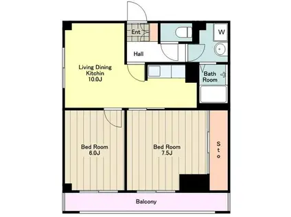 ルーエハイム榎戸(2LDK/2階)の間取り写真