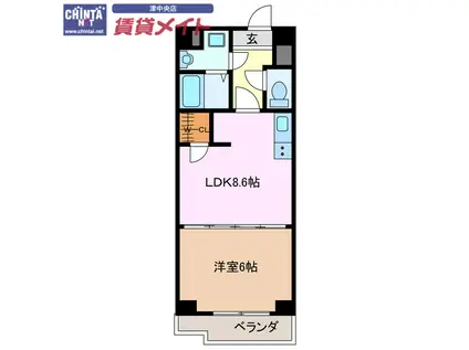 S-FORT津新町(1LDK/3階)の間取り写真