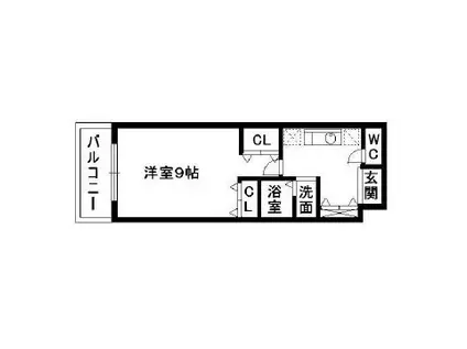 オリジン警固(1K/3階)の間取り写真