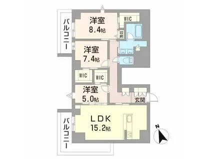 ラヴェール横川A(3LDK/9階)の間取り写真