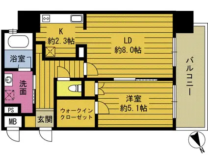 RJRプレシア大分駅前(1LDK/7階)の間取り写真
