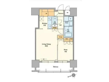 RJRプレシア吉塚駅前II(1LDK/3階)の間取り写真