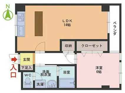 プリメーラ二の宮(1LDK/1階)の間取り写真