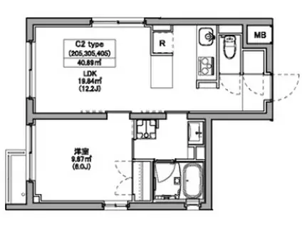 ASTILE世田谷松原(1LDK/2階)の間取り写真