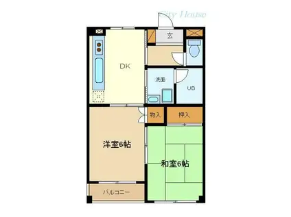 松田ハイツ(2DK/3階)の間取り写真