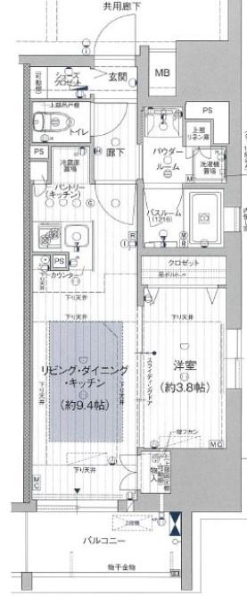 プレサンスロジェ丸の内PRIME CASA(1LDK/13階)の間取り写真
