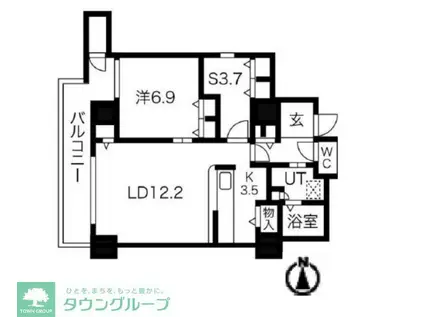 シティコート目黒4号棟 4(1SLDK/2階)の間取り写真