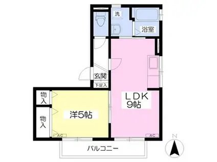 セジュールFGII(1LDK/2階)の間取り写真