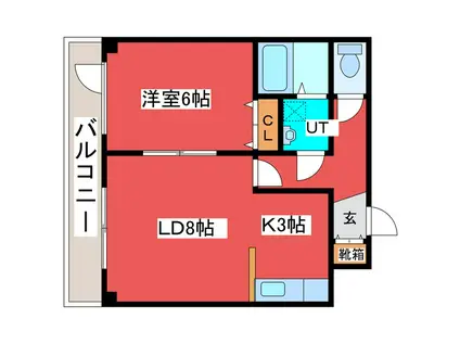 KISSIN12(1LDK/1階)の間取り写真
