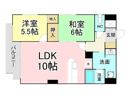 ケイジュカン I(2LDK/5階)の間取り写真