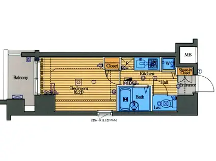 ガラ・シティ高田馬場(1K/11階)の間取り写真