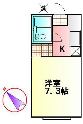 中原サンハイツ(1K/1階)の間取り写真
