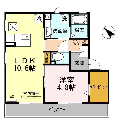 D-ROOM 向山(1LDK/1階)の間取り写真