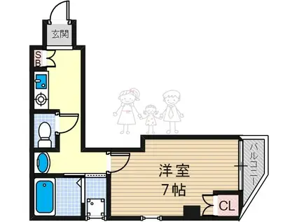 プライムコート 天王寺大道(1K/2階)の間取り写真