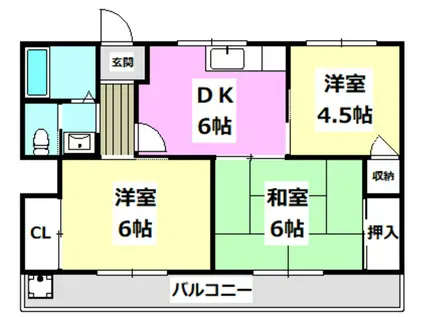 めぞんたきがわ(3DK/2階)の間取り写真