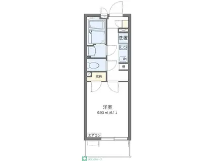 クレイノうたり(1K/4階)の間取り写真