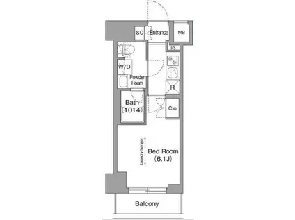 コンフォリア・リヴ横浜阪東橋(1K/4階)の間取り写真